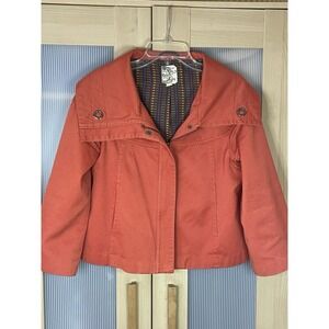 Tulle Anthropologie Jacket Sz L  Orange Cropped Coat Cowl Neck Retro Vintage